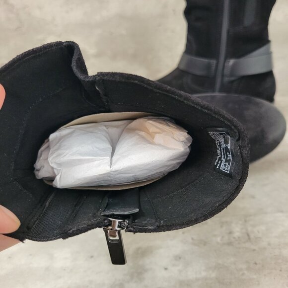 Clarks Womens Boots Size 7 M Black Suede Nissini Pearl Size Buckle New - Picture 8 of 13